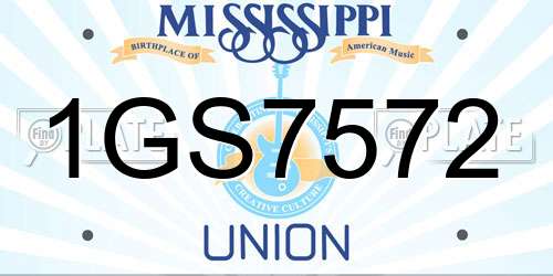1GS7572 Mississippi License Plate