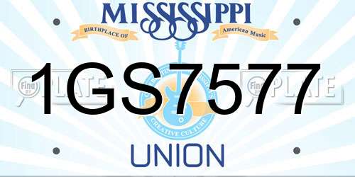 1GS7577 Mississippi License Plate