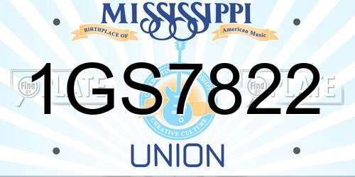 1GS7822 Mississippi License Plate