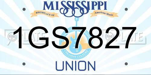 1GS7827 Mississippi License Plate