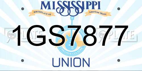 1GS7877 Mississippi License Plate