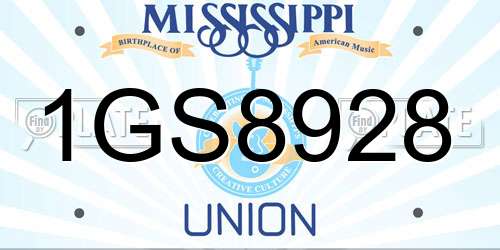 1GS8928 Mississippi License Plate