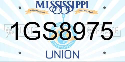 1GS8975 Mississippi License Plate