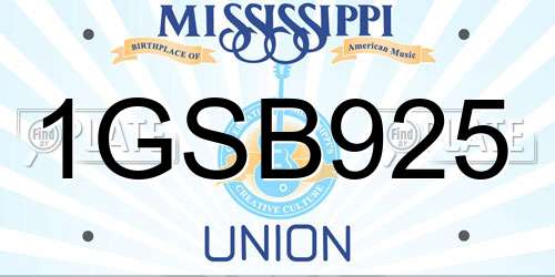 1GSB925 Mississippi License Plate