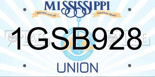 1GSB928 Mississippi License Plate