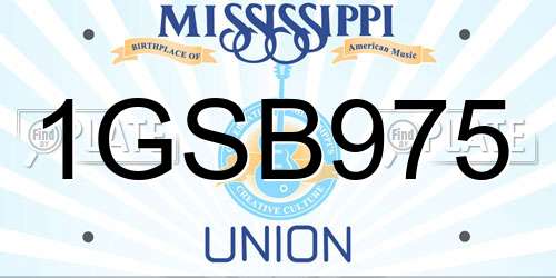 1GSB975 Mississippi License Plate