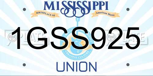 1GSS925 Mississippi License Plate