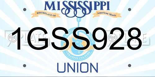 1GSS928 Mississippi License Plate