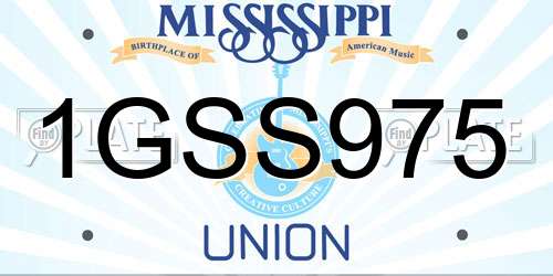 1GSS975 Mississippi License Plate