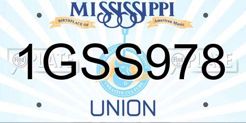 1GSS978 Mississippi License Plate