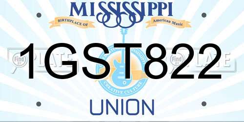 1GST822 Mississippi License Plate