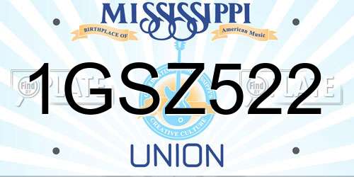 1GSZ522 Mississippi License Plate