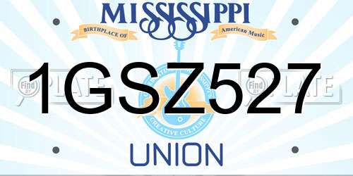 1GSZ527 Mississippi License Plate