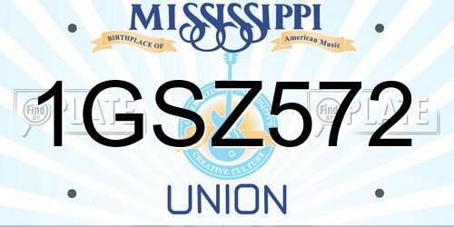 1GSZ572 Mississippi License Plate