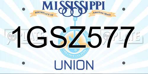 1GSZ577 Mississippi License Plate