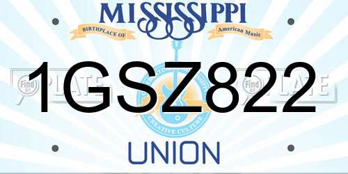 1GSZ822 Mississippi License Plate