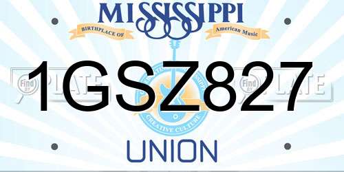 1GSZ827 Mississippi License Plate