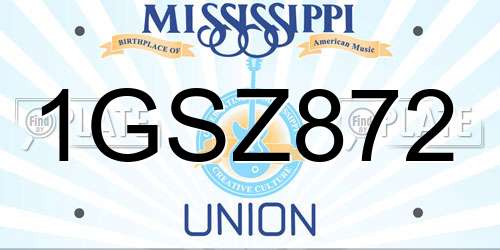 1GSZ872 Mississippi License Plate
