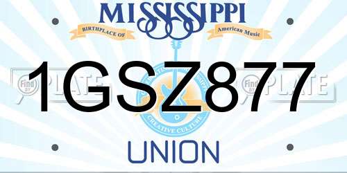 1GSZ877 Mississippi License Plate