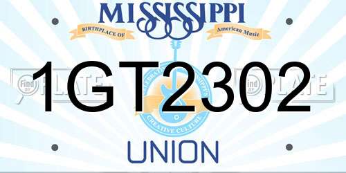 1GT2302 Mississippi License Plate