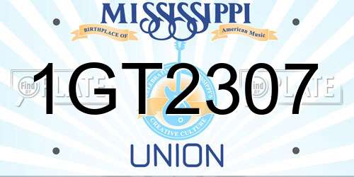 1GT2307 Mississippi License Plate