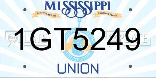 1GT5249 Mississippi License Plate