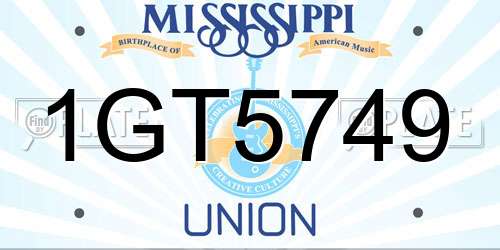1GT5749 Mississippi License Plate