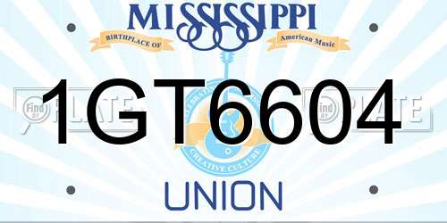 1GT6604 Mississippi License Plate