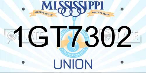 1GT7302 Mississippi License Plate