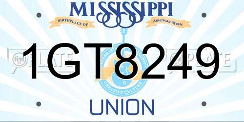1GT8249 Mississippi License Plate