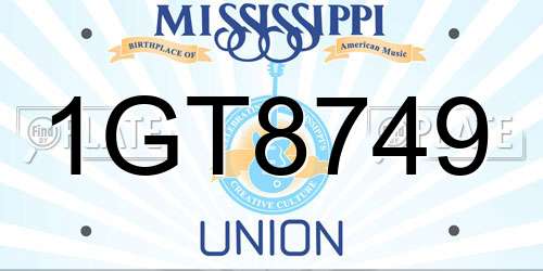 1GT8749 Mississippi License Plate