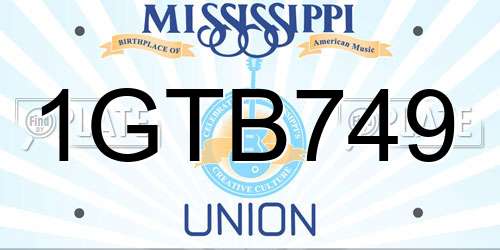 1GTB749 Mississippi License Plate