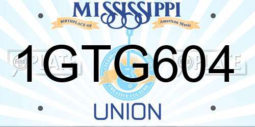 1GTG604 Mississippi License Plate