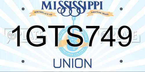 1GTS749 Mississippi License Plate