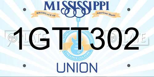 1GTT302 Mississippi License Plate