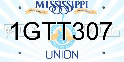 1GTT307 Mississippi License Plate