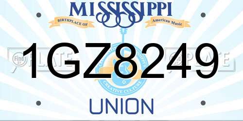 1GZ8249 Mississippi License Plate