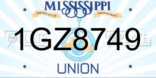 1GZ8749 Mississippi License Plate