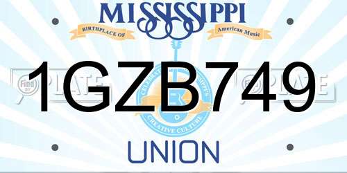 1GZB749 Mississippi License Plate