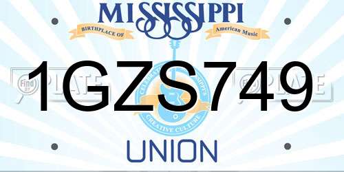 1GZS749 Mississippi License Plate