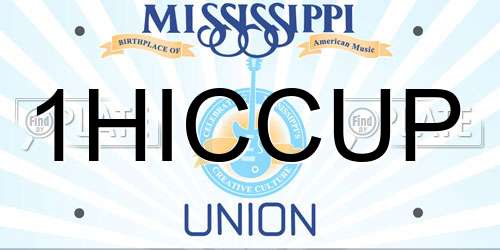 1HICCUP Mississippi License Plate
