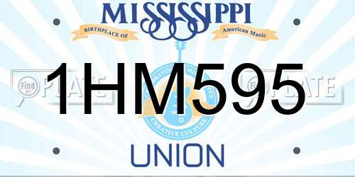1HM595 Mississippi License Plate