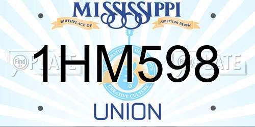 1HM598 Mississippi License Plate