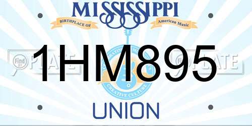1HM895 Mississippi License Plate