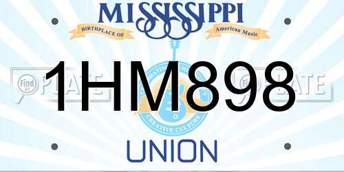 1HM898 Mississippi License Plate