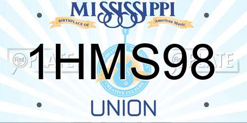 1HMS98 Mississippi License Plate