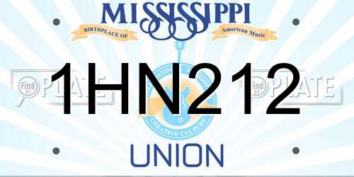 1HN212 Mississippi License Plate
