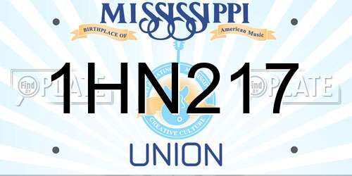 1HN217 Mississippi License Plate