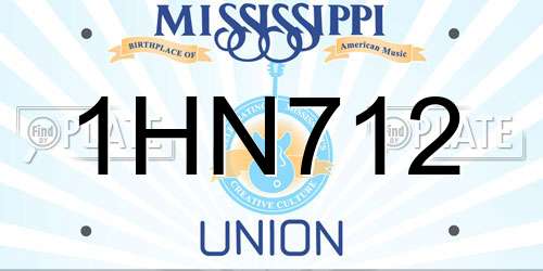 1HN712 Mississippi License Plate