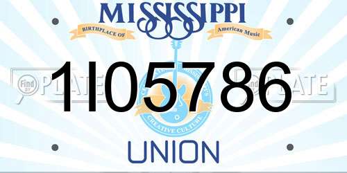 1I05786 Mississippi License Plate